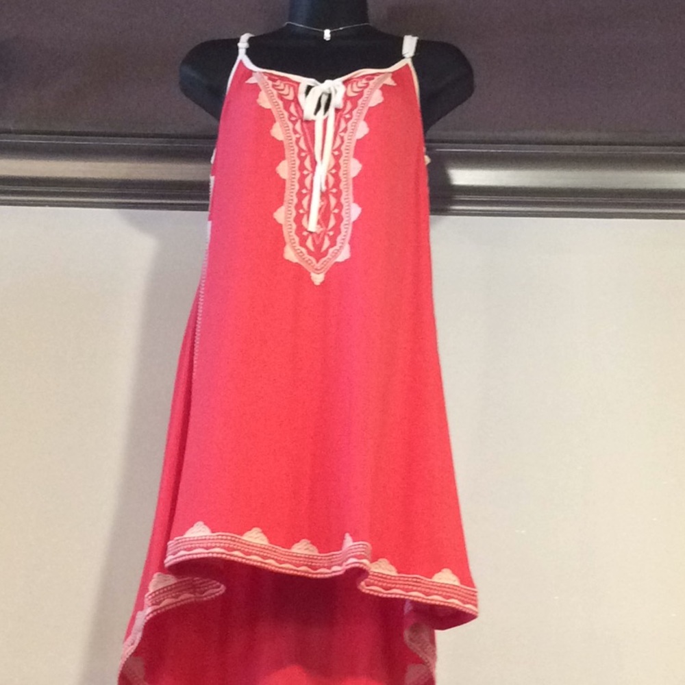 Monoreno Coral Embroidered Dress